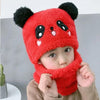 CN Panda Embroided Face Cover Warm Sherpa Red Cap 12614