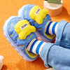 Unito Homes Extra Soft Warm Fur Blue With Yellow Slippers 12638