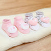 AFR I Love MOM DAD Embroided Pink & Grey 2 Pairs Rattle Socks Box 12640