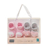 AFR I Love MOM DAD Embroided Pink & Grey 2 Pairs Rattle Socks Box 12640