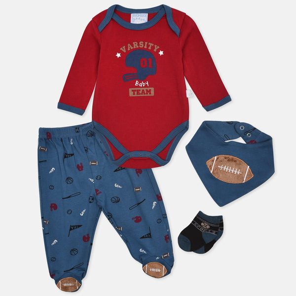DDG Applic Rugby Team Red Baby 4 Piece Gift Set 13002