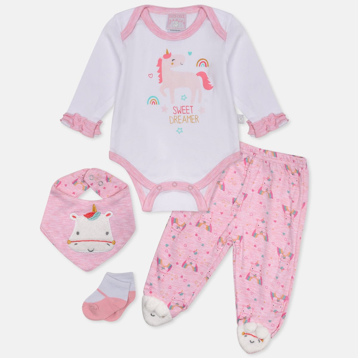 DDG Sweet Dreamer Unicorn Pink Baby 4 Piece Gift Set 12996