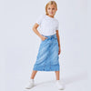 NME IT  Silver Button Ribbed Style Light Blue Skirt 13321