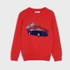 SNSY Sequin Car Racing Team Red Sweater 10875