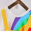 CN Rainbow Print Mustard Dungaree With T-Shirt 2 Piece Set 11634