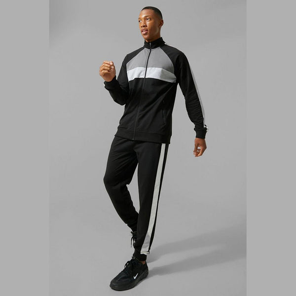 BM Block Black Terry Mock Neck Zipper 14267