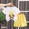 CN Martin Bear Hat Style White T-Shirts With Yellow Shorts  12975