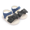 Magic Prewalker Black Bow With White Lines Soft Bottom Sandals 11064