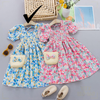 SK front Style Blue Pastel Frock With Purse 12968