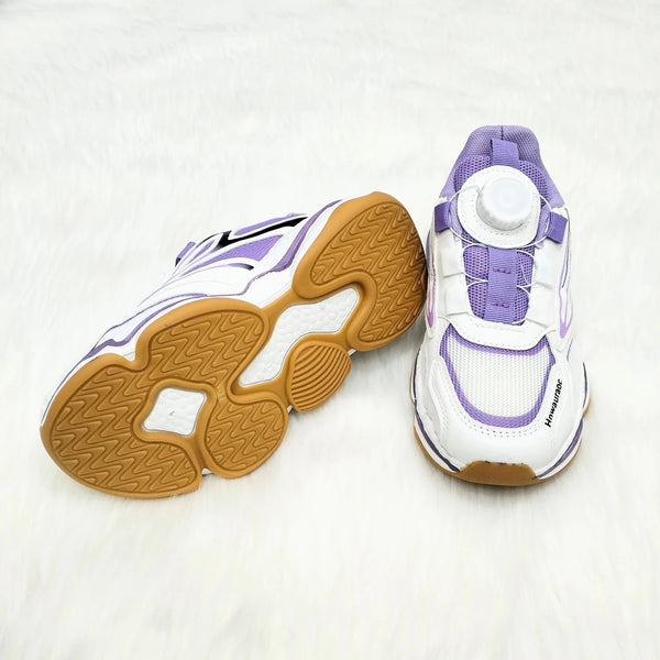 Rotating Laces Lock High Sole Purple & White Shoes 12283