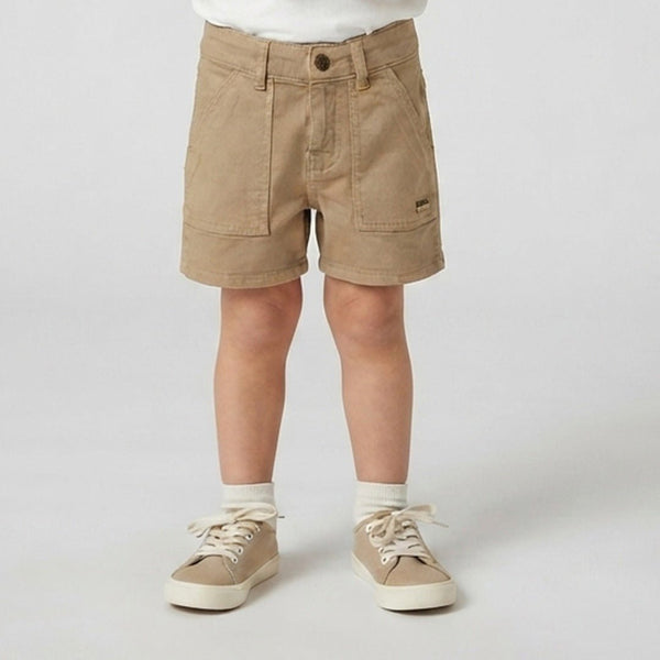 Nmeit Golden Button Square Pocket Khaki Cotton Short 13119