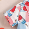 CN  Ice-Cream & Stars Print Romper Style 3 Piece Set & Bow With Gallance  14085