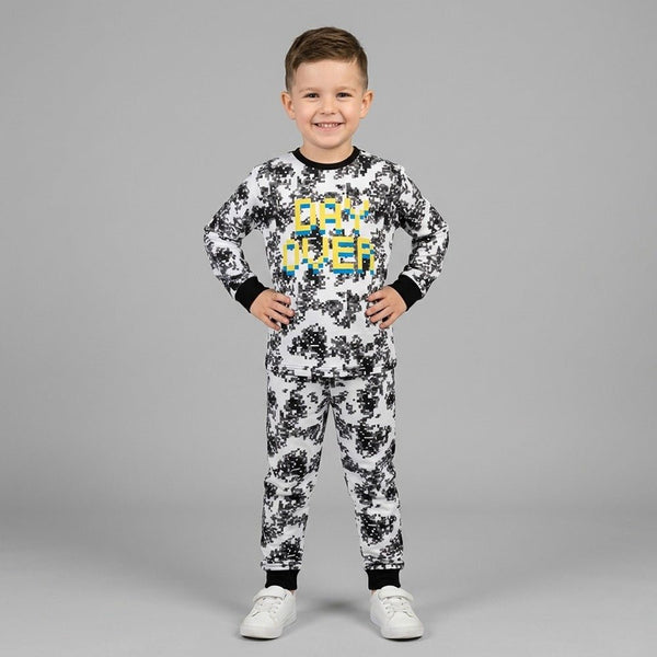 LFT Mini Craft Game Over Black & White 2 Piece Pyjama suit 12531