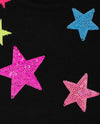 LPU Multi Sequin Stars Black Long Sweater Shirt 10872