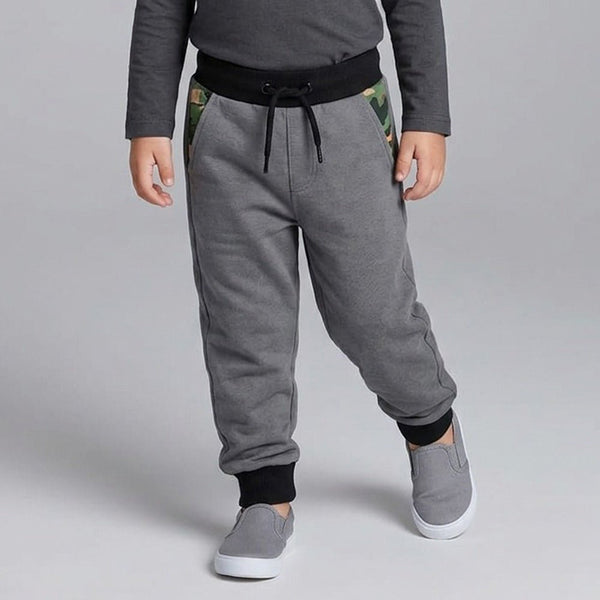 L&S Camouflage Pocket Ribl Style Dark Grey  Terry Trouser 12801