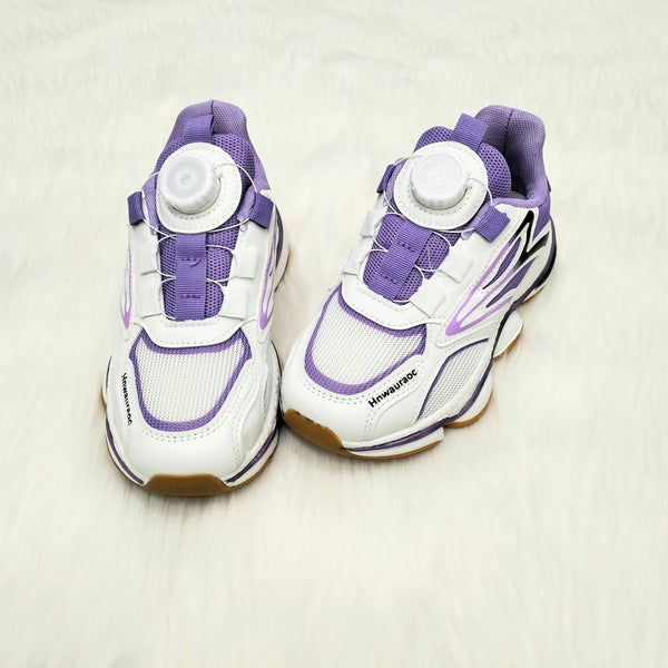 Rotating Laces Lock High Sole Purple & White Shoes 12283