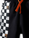 5.10.15 Black & White One Sided Box Check Black Fleece Trouser 12720