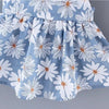 JJG White Flowers Bow Back style Blue Cotton frock With Matching Hat 12978