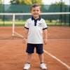 LE Tennis Club Embroided  Blue Contrast White Polo 14978
