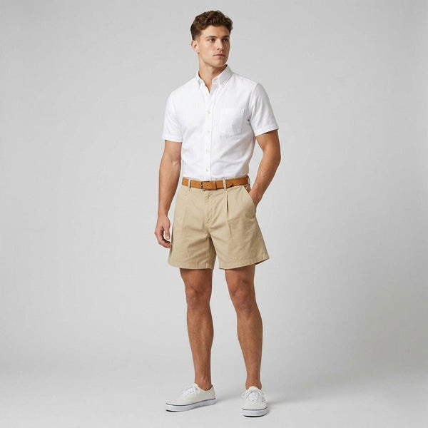 GS Plain Beige Cotton Short 15044