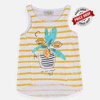 SS Sequence Lemon Jar Yellow Stripe Rough Bottom Sleeveless Top 4068