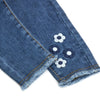 OM Embroided Flowers Bow Style Blue Denim Pant 12962
