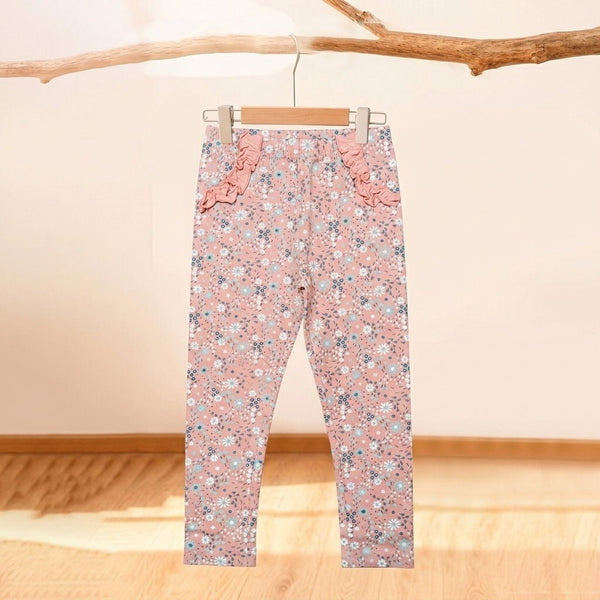 M&M Applic Floral with Frill Style Peach Legging 14883