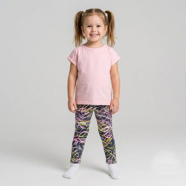 L&S All over Multi Lines Print Dull Black Legging 14942
