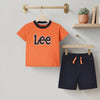 Lee Big Logo Print Orange T-Shirt with Dark Blue Shorts 2 Piece Set 13036