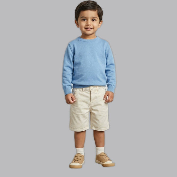 GS Plain Beige Cotton Shorts 15035