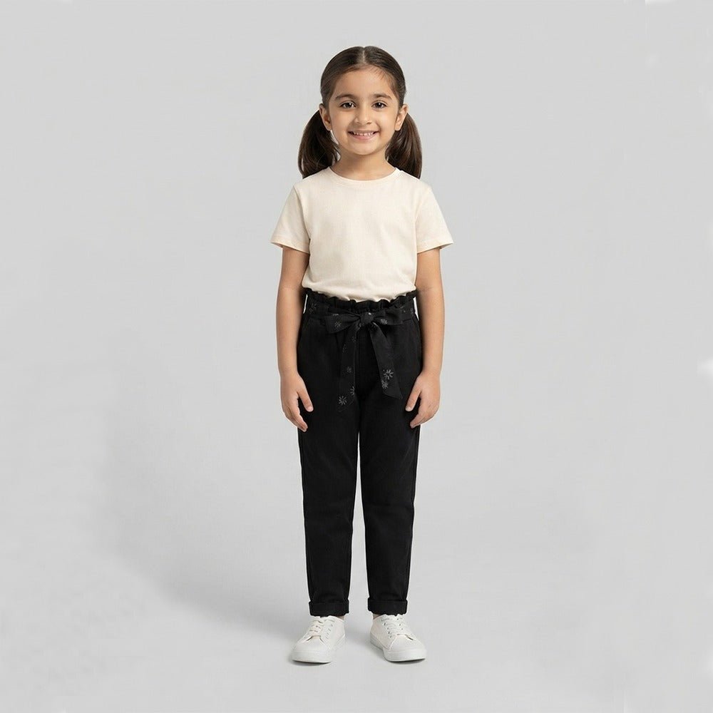 L&S Elastic Waist Bottom Folded Black Legging 14949