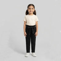 L&S Elastic Waist Bottom Folded Black Legging 14949