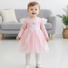 YJTX  Big Elsa Print Bow & Lace Style Pink Frock 13100