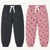 LFT Plain Dark grey & Flower Print T-Pink 2 Piece Trouser Set 14234
