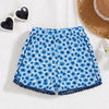 NXT Lace All Bottom over Blue Flowers Girls Soft Shorts 11176