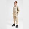 HR   Pigeon Print Back Embroieded Beige Fleece  Hoodie Tracksuit 14260