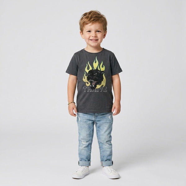 HJ Thrive Black Cat Flock Dark Grey T-Shirt 13132