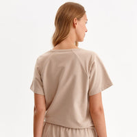 TP Secret  L' AMOUR Loose Style Half Sleeves Beige  Top 14608