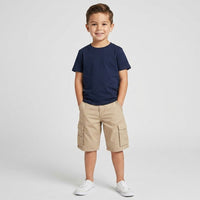 GS Silver Button Cargo Pocket Biscuit Brown Cotton Shorts 15040