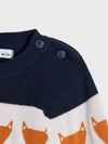 FB Fox Panel Navy Blue Sweater 10879