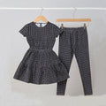 M&M All Over Check Double Flare Frock & Legging 2 Piece Set  15011