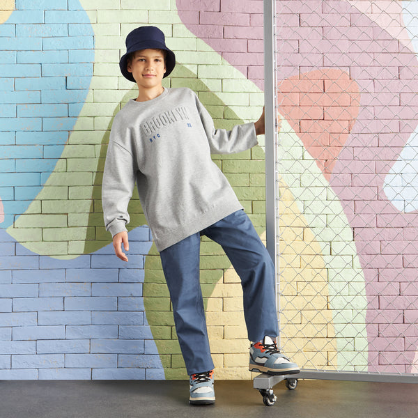 MX Embossed Brooklyn Textured Grey Sweatshirt 15152