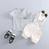 CN Emoji Badge Blue Check Shirt With Dungaree 2 Piece Set 11635