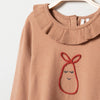 ORCH Embroided Pear Stripes Style Brown Long Sweater Shirt 10905