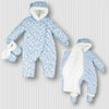 Paris Tiger Face Quilted Warm Blue Snow Suit 11862