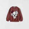 ZR Dog Print Mulberry Fleece Sweatshirt 12272