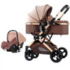 Multifunctional Elite Baby Stroller with European Style Car Cot 3 in 1  Brown 12906