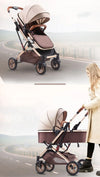 Multifunctional Elite Baby Stroller with European Style Car Cot 3 in 1  Brown 12906