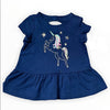 GRG Gold Glitter Stars & Unicorn Navy Blue Baby Girl Top 5102