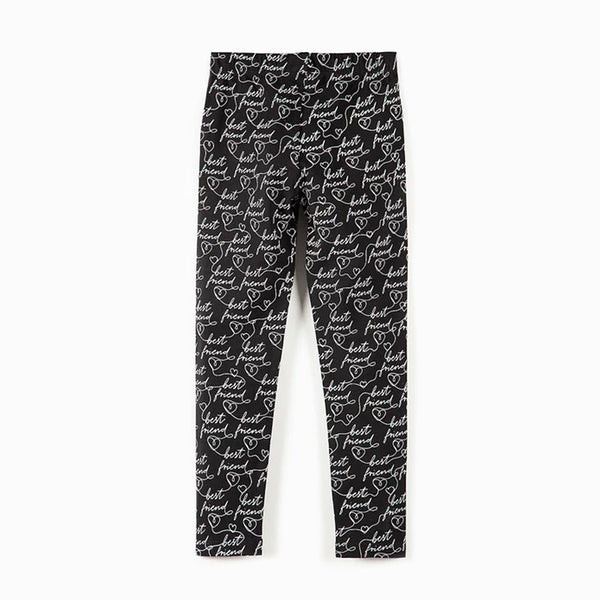 L&S All Over Best Friends Print Black Legging 14936